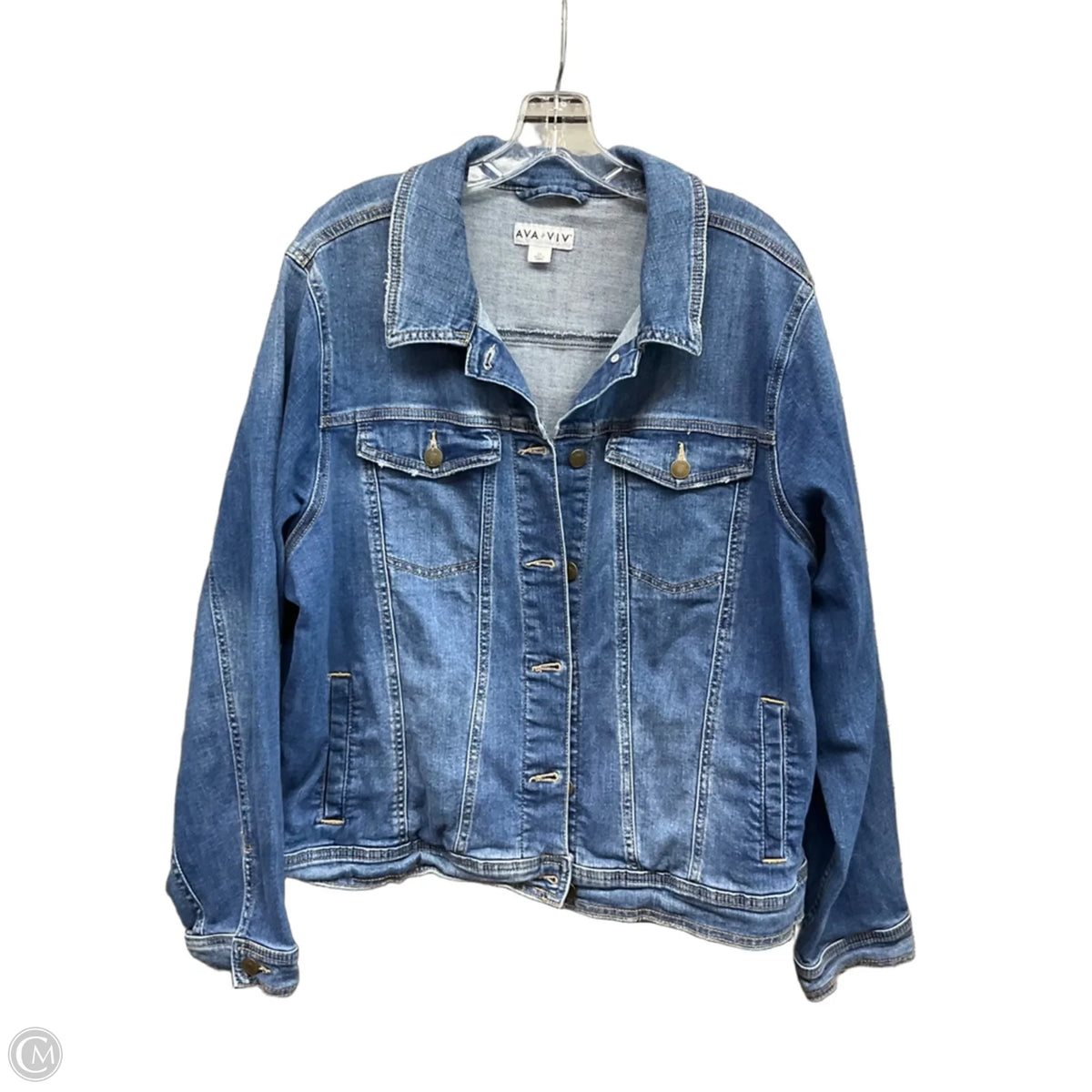 Jacket Denim By Ava & Viv In Blue Denim, Size: 2x