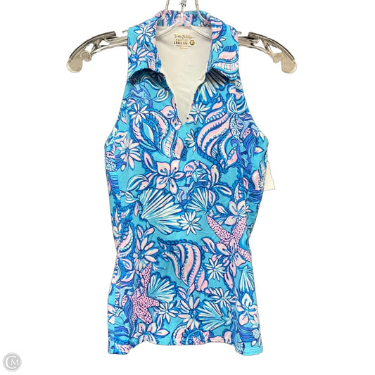 Top Sleeveless Designer By Lilly Pulitzer In Blue & White, Size: Xs