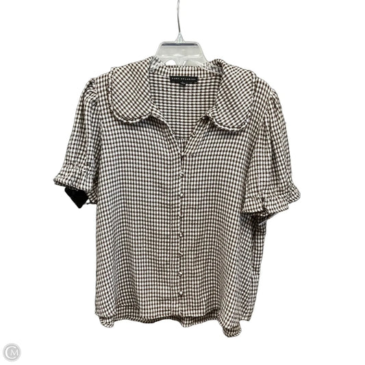 Top Short Sleeve By Jane And Delancey In Plaid Pattern, Size: L