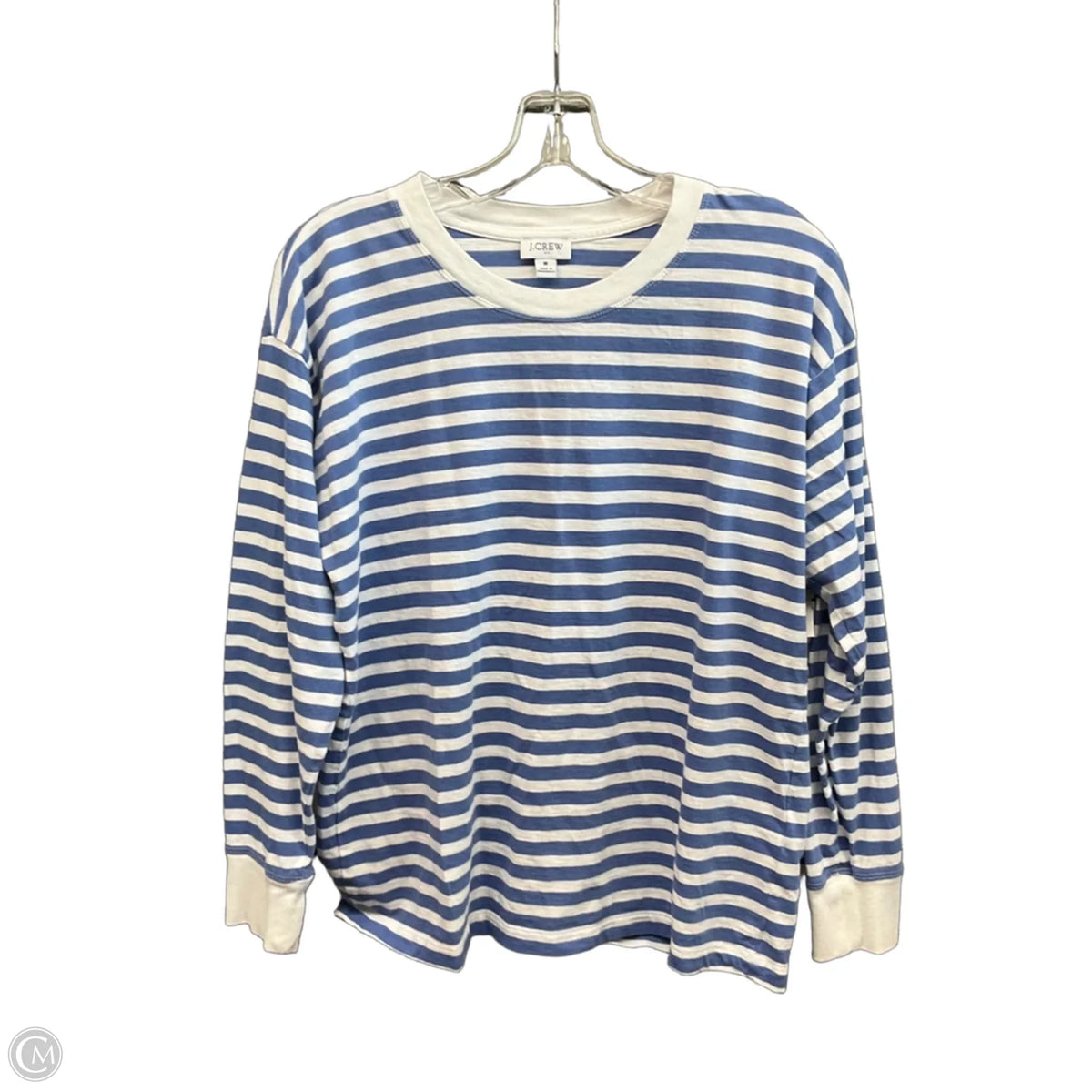 Top Long Sleeve Basic By J. Crew In Blue & White, Size: M