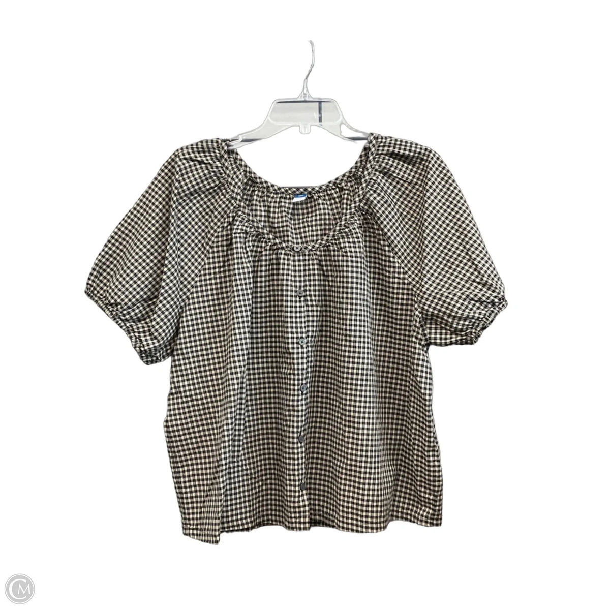 Top Short Sleeve By Old Navy In Plaid Pattern, Size: L