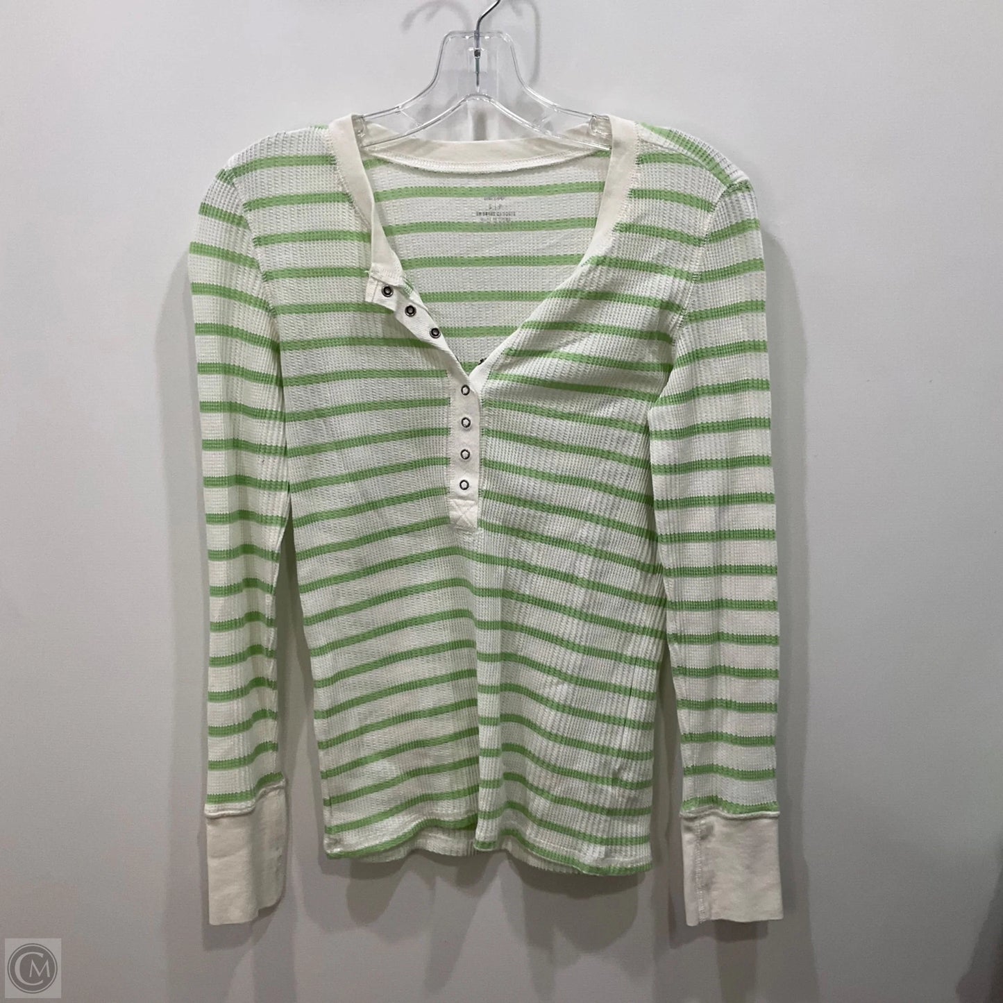 Top Long Sleeve By Aerie In Striped Pattern, Size: S