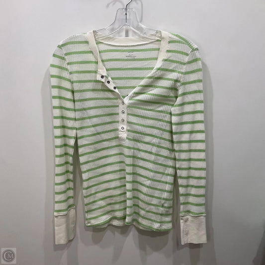 Top Long Sleeve By Aerie In Striped Pattern, Size: S