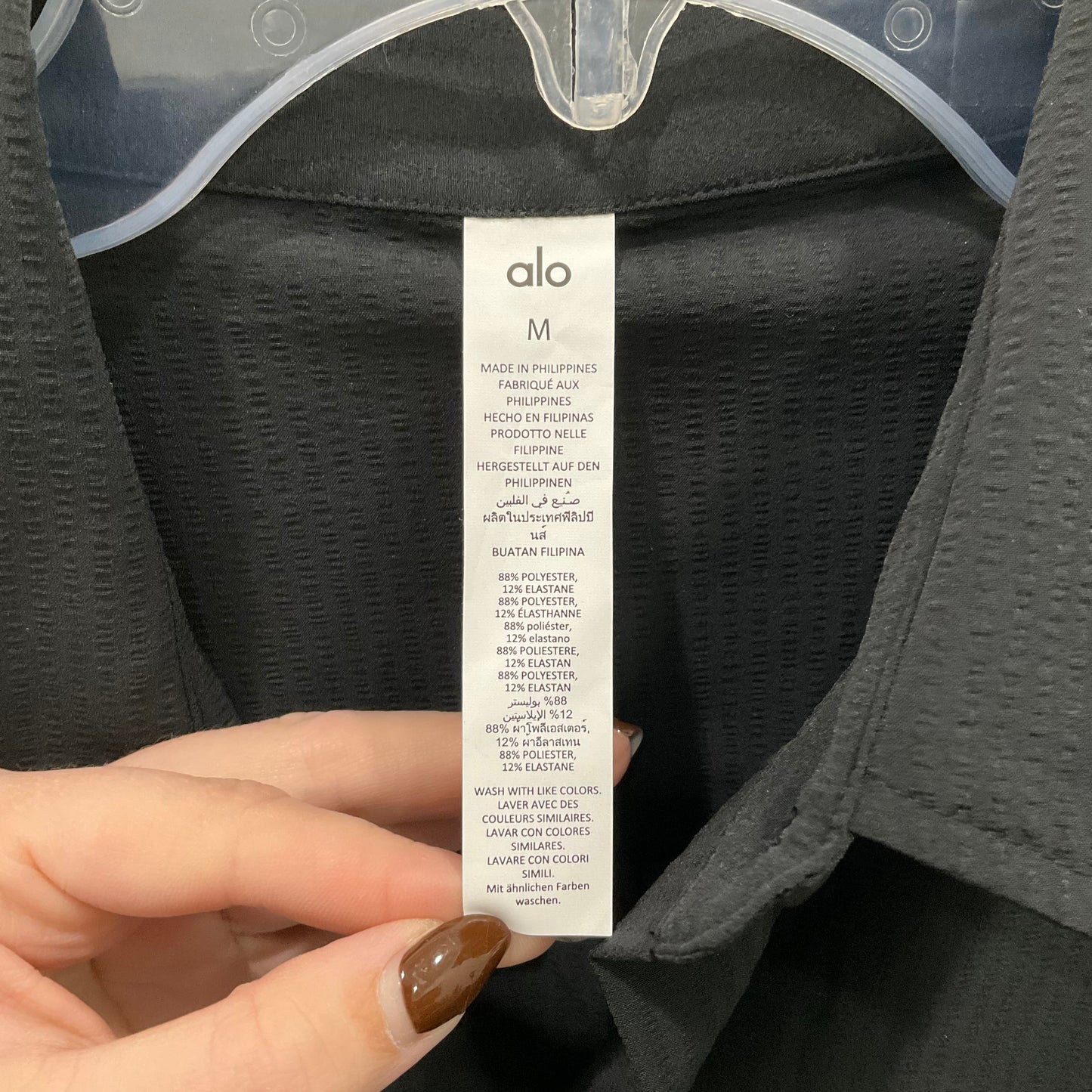 Top Long Sleeve By Alo In Black, Size: M
