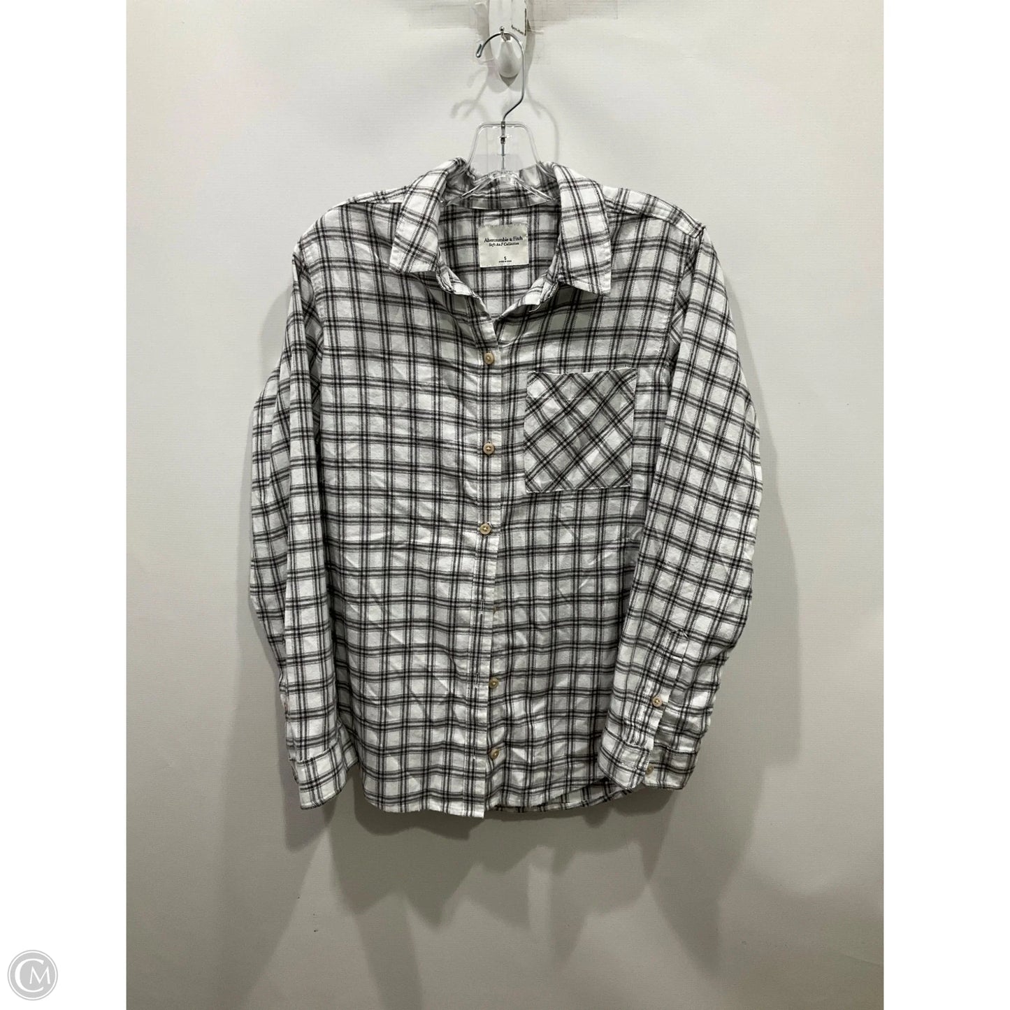 Top Long Sleeve By Abercrombie And Fitch In Plaid Pattern, Size: S