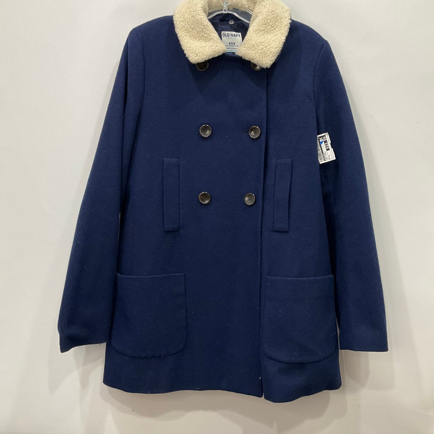 Coat Wool By Old Navy In Blue & Cream, Size: M