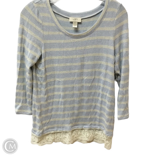 Top Long Sleeve By Loft In Blue & White, Size: S