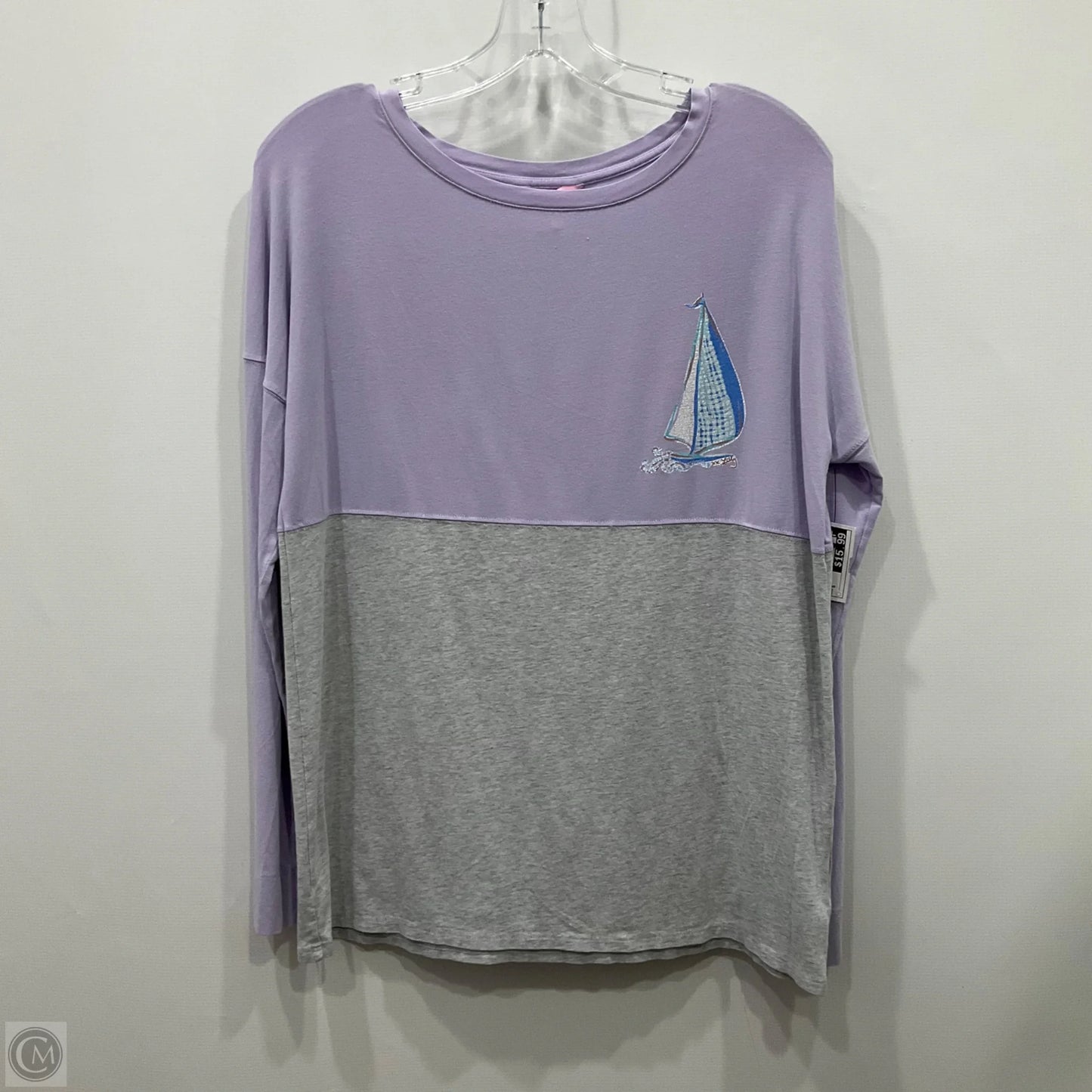 Top Long Sleeve Designer By Lilly Pulitzer In Grey & Purple, Size: S