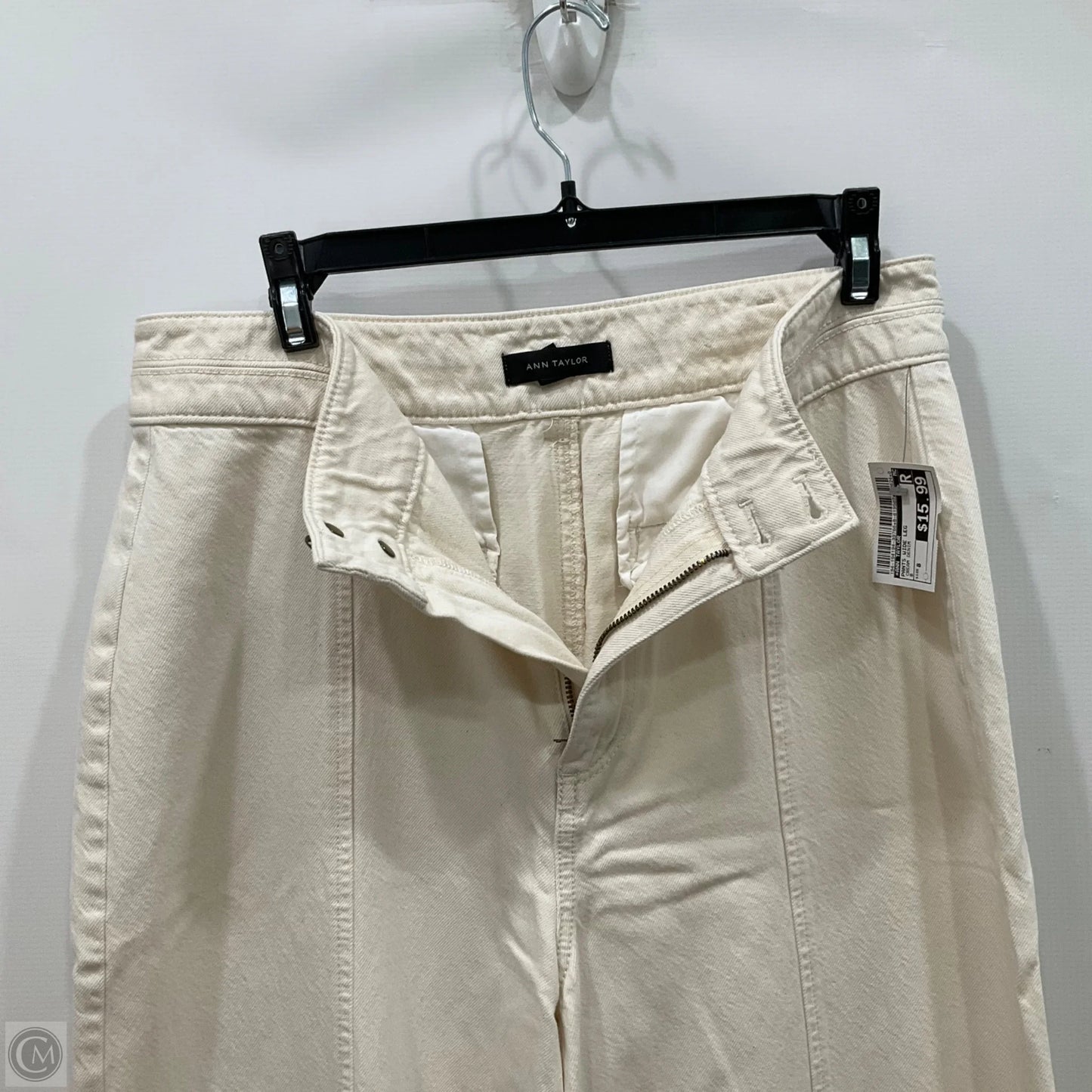 Pants Wide Leg By Ann Taylor In Cream Denim, Size: 8