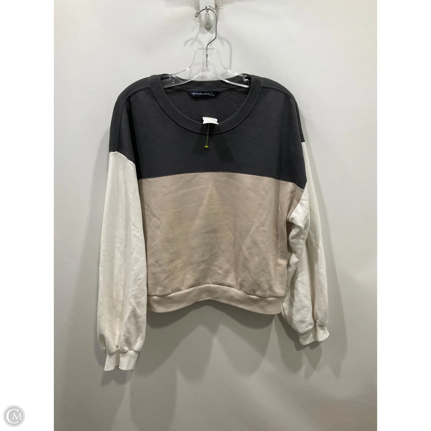 Sweatshirt Crewneck By Abercrombie And Fitch In Grey & White, Size: L
