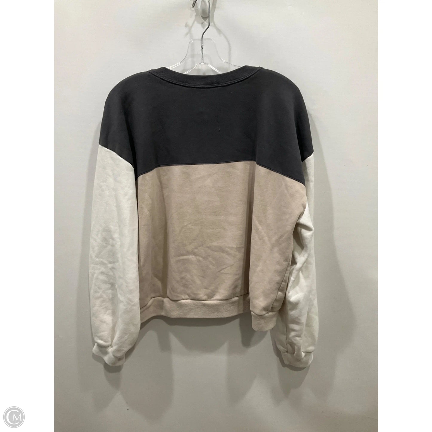 Sweatshirt Crewneck By Abercrombie And Fitch In Grey & White, Size: L