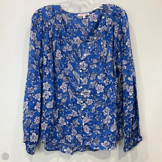 Top Long Sleeve By Sundry In Blue & White, Size: M