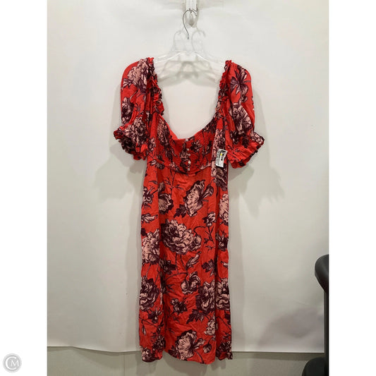 Dress Casual Midi By Anthropologie In Red, Size: L