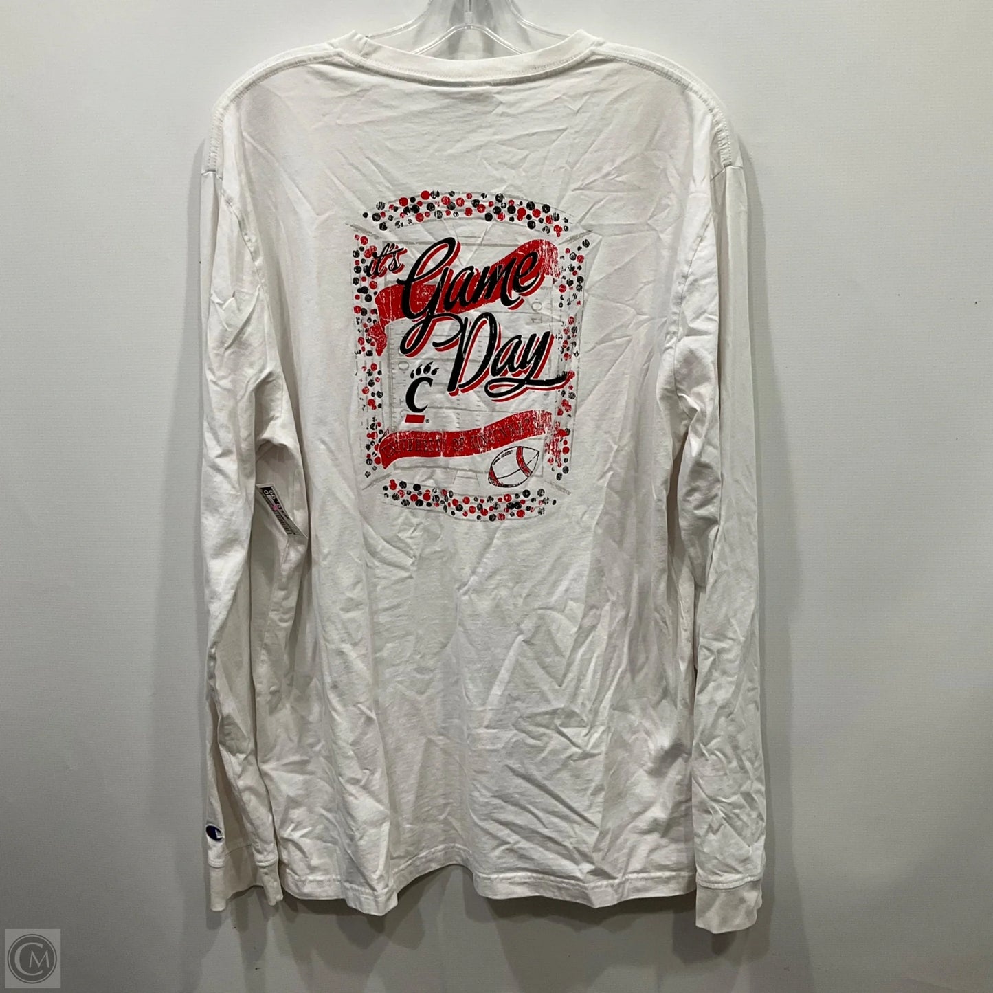 Top Long Sleeve By Champion In White, Size: Xl