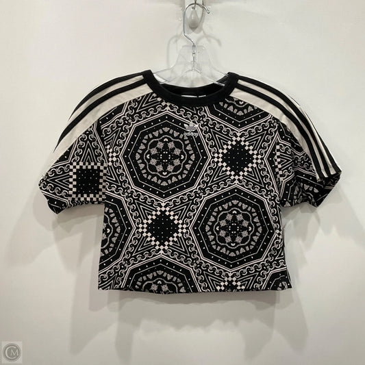 Athletic Top Short Sleeve By Adidas In Black & White, Size: Xs