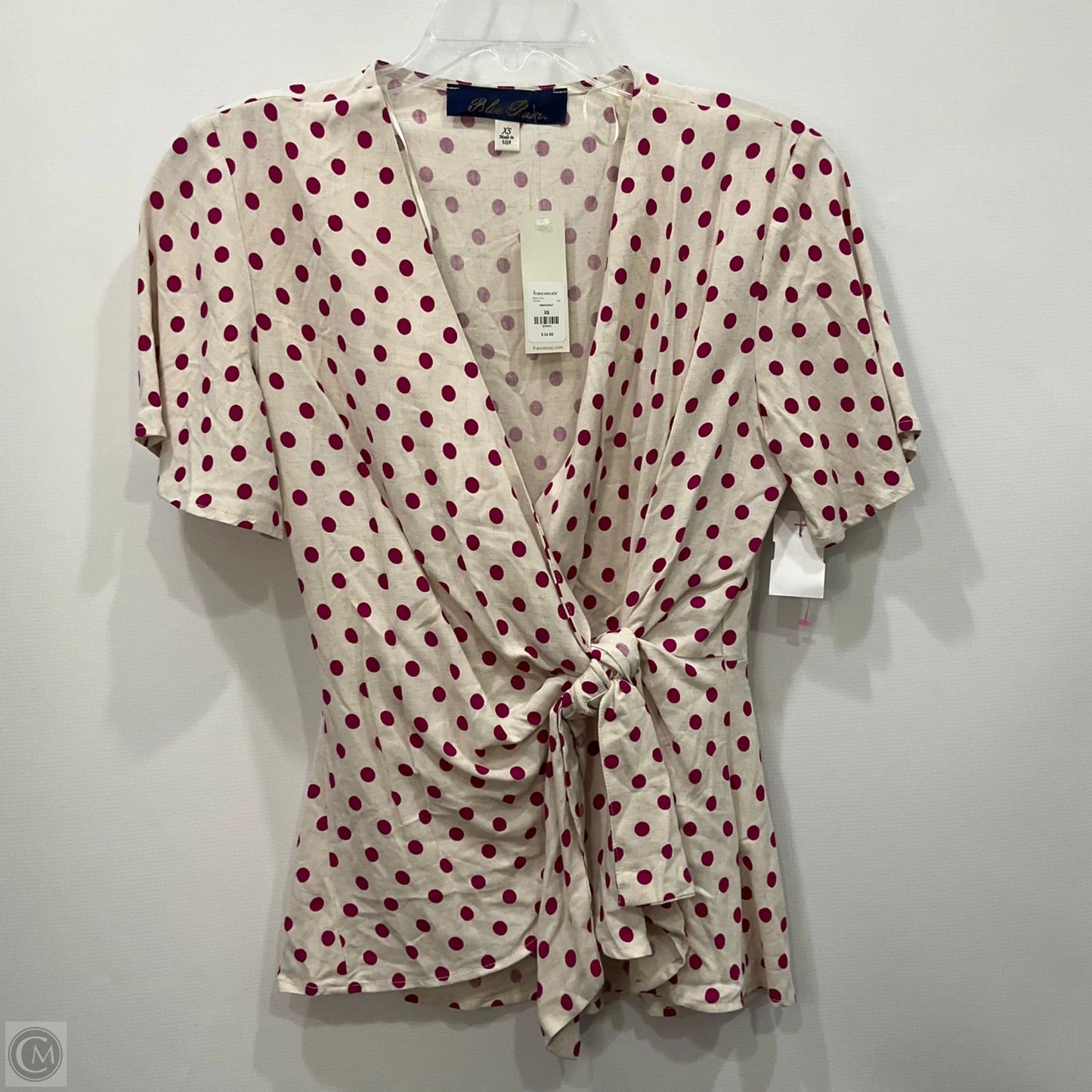 Blouse Short Sleeve By Blue Rain In Pink & White, Size: Xs