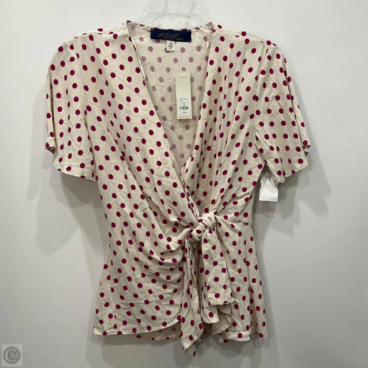 Blouse Short Sleeve By Blue Rain In Pink & White, Size: Xs