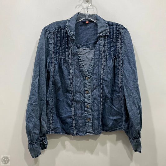 Top Long Sleeve By Pilcro In Blue Denim, Size: M