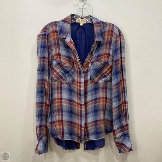 Top Long Sleeve By Cloth & Stone In Plaid Pattern, Size: S
