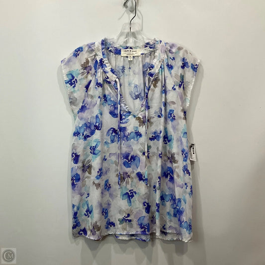 Top Sleeveless By Cloth & Stone In Blue & White, Size: L