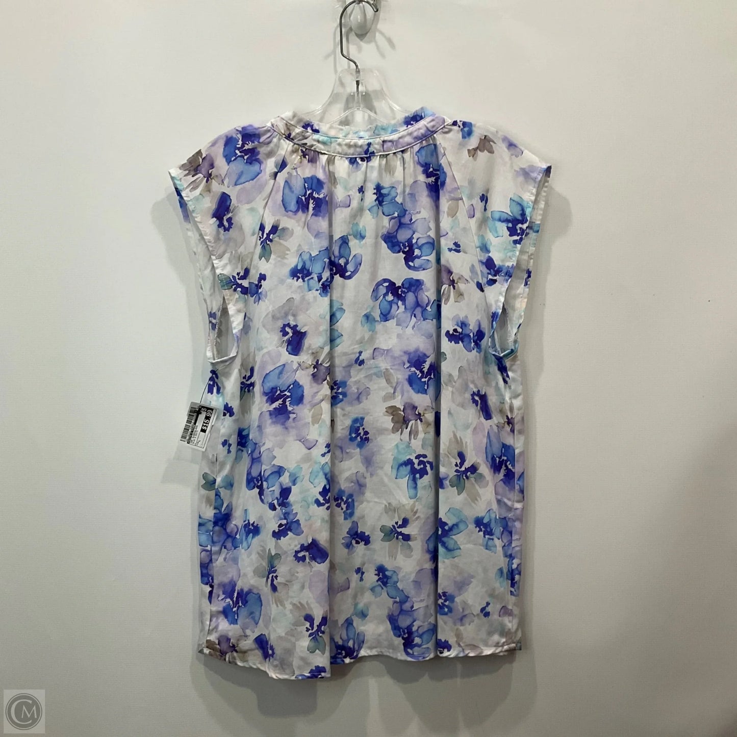 Top Sleeveless By Cloth & Stone In Blue & White, Size: L