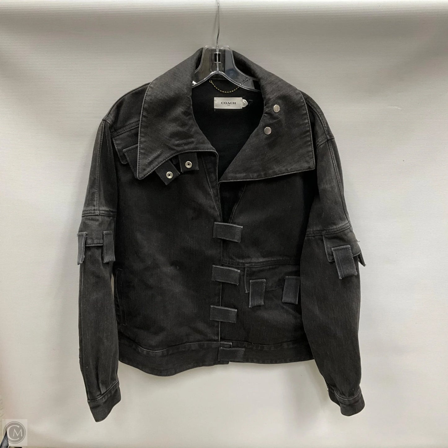 Jacket Designer By Coach In Black Denim, Size: 8