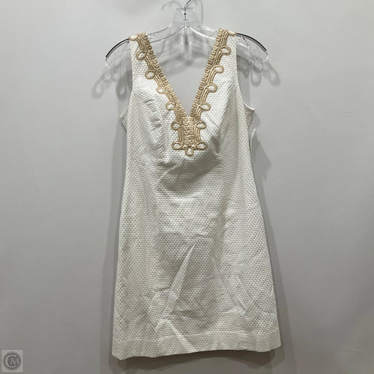 Dress Designer By Lilly Pulitzer In Gold & White, Size: 4