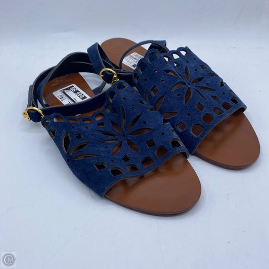 Sandals Designer By Tory Burch In Blue & Brown, Size: 10.5