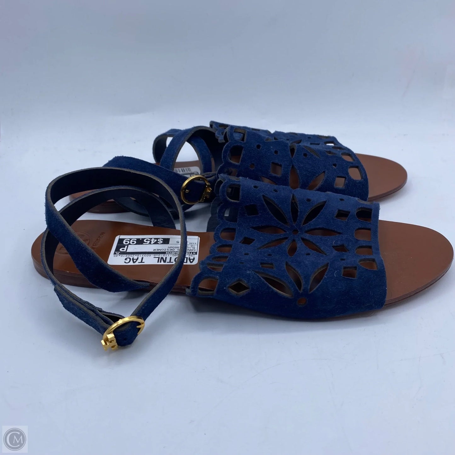 Sandals Designer By Tory Burch In Blue & Brown, Size: 10.5