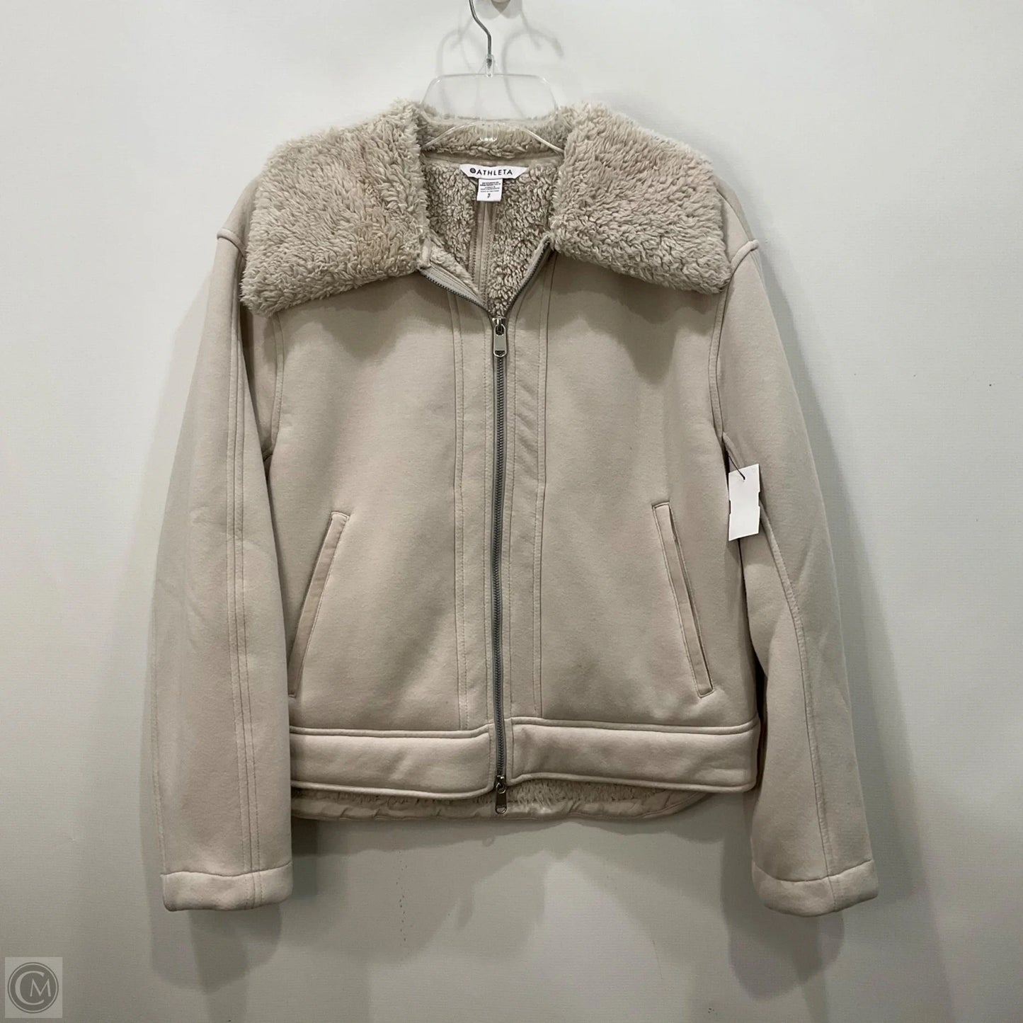 Jacket Faux Fur & Sherpa By Athleta In Cream, Size: S