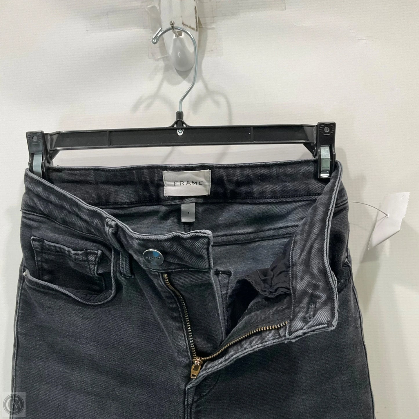 Jeans Skinny By Frame In Black Denim, Size: 0