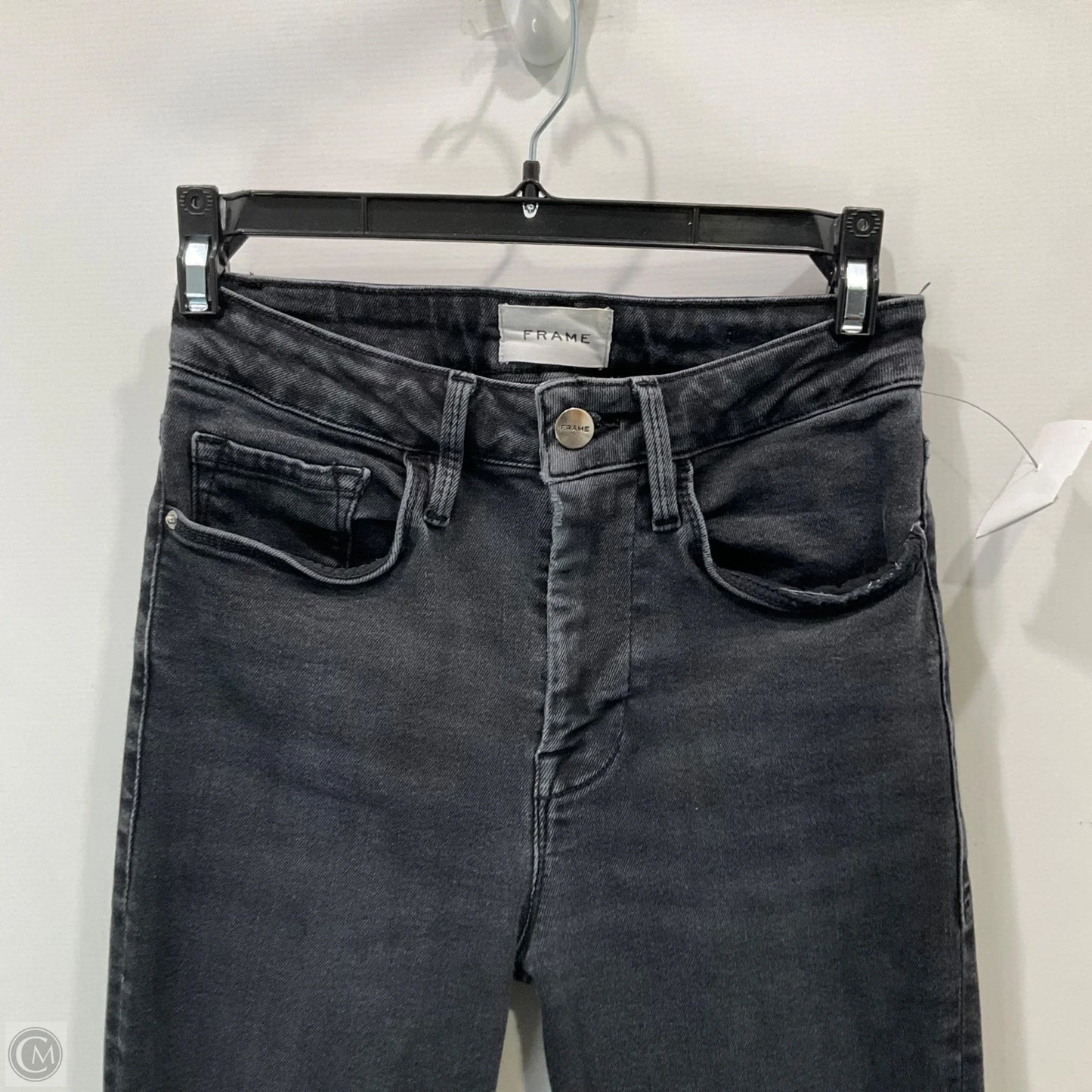 Jeans Skinny By Frame In Black Denim, Size: 0