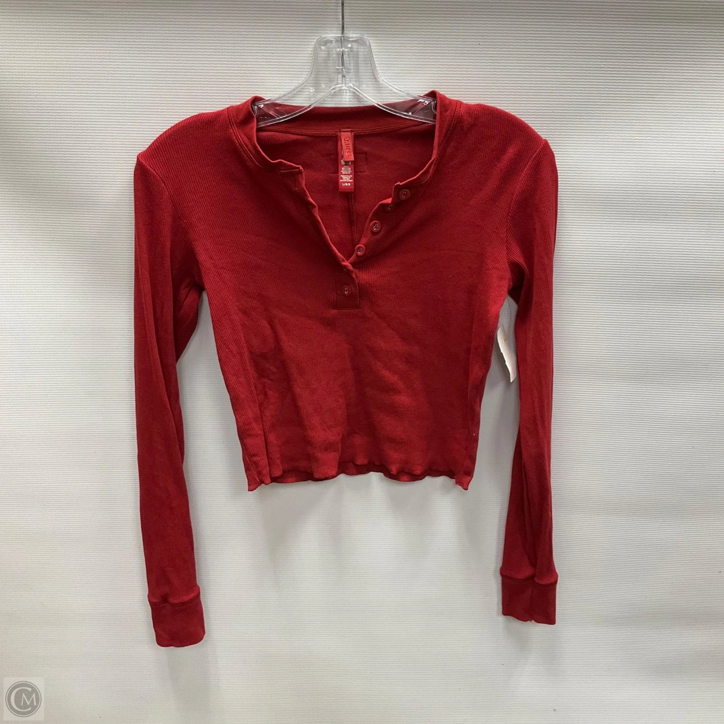 Top Long Sleeve By Skims In Red, Size: L