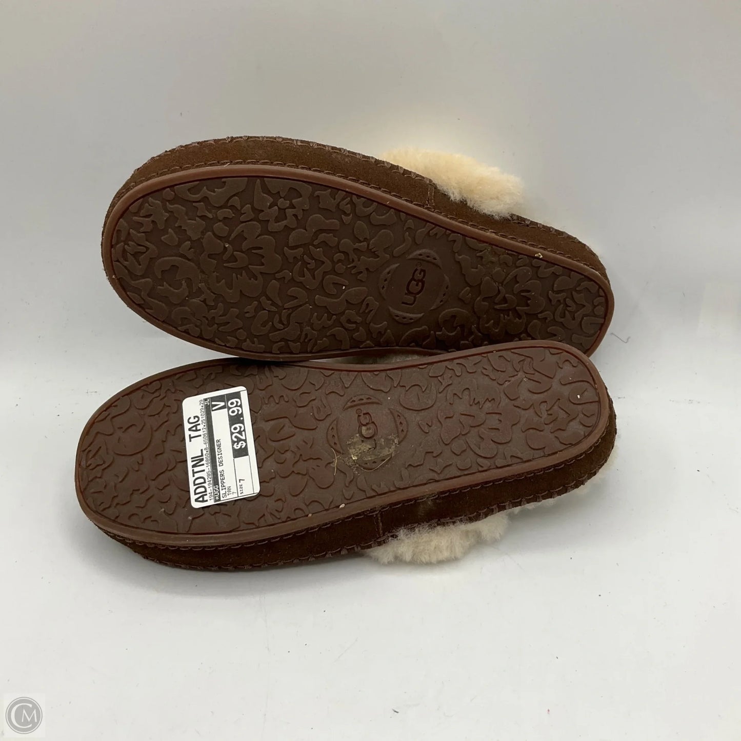 Slippers Designer By Ugg In Tan, Size: 7