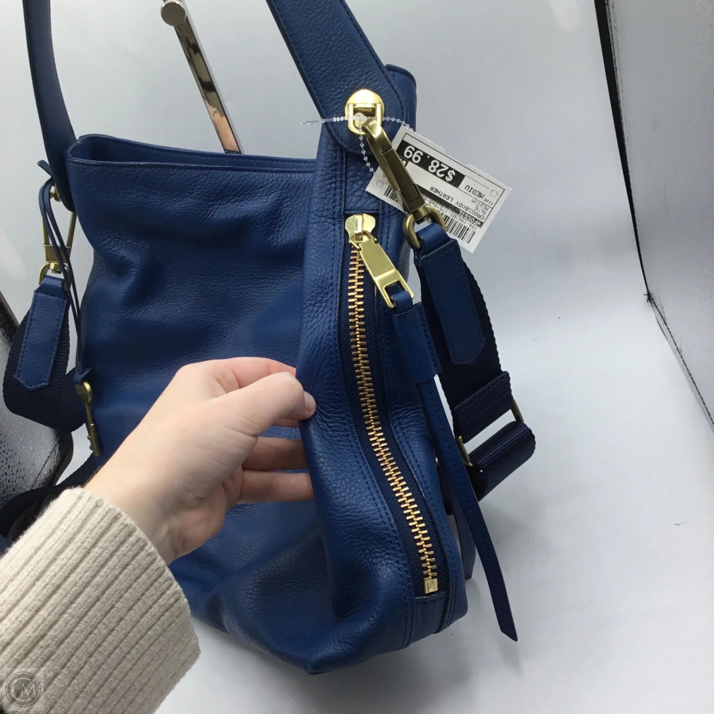 Crossbody Leather By Fossil, Size: Medium