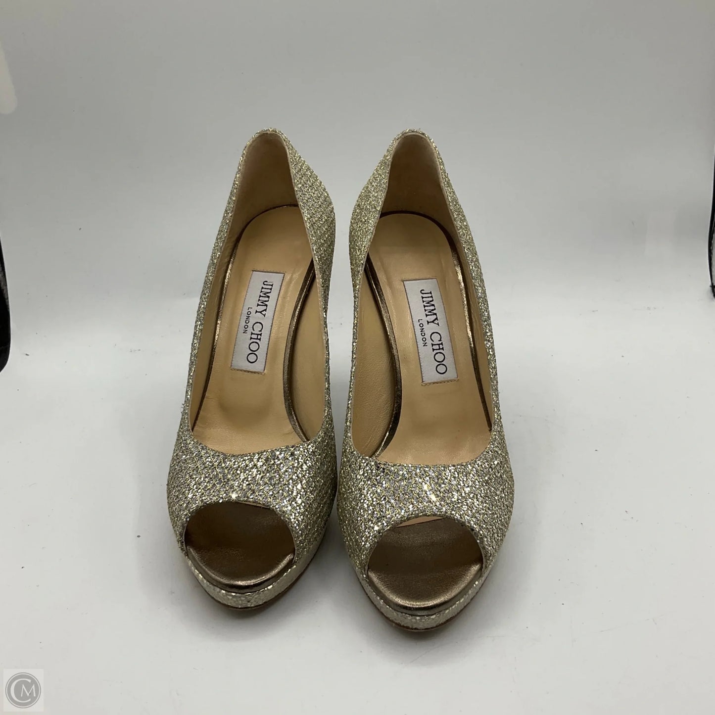 Shoes Luxury Designer By Jimmy Choo In Gold, Size: 7