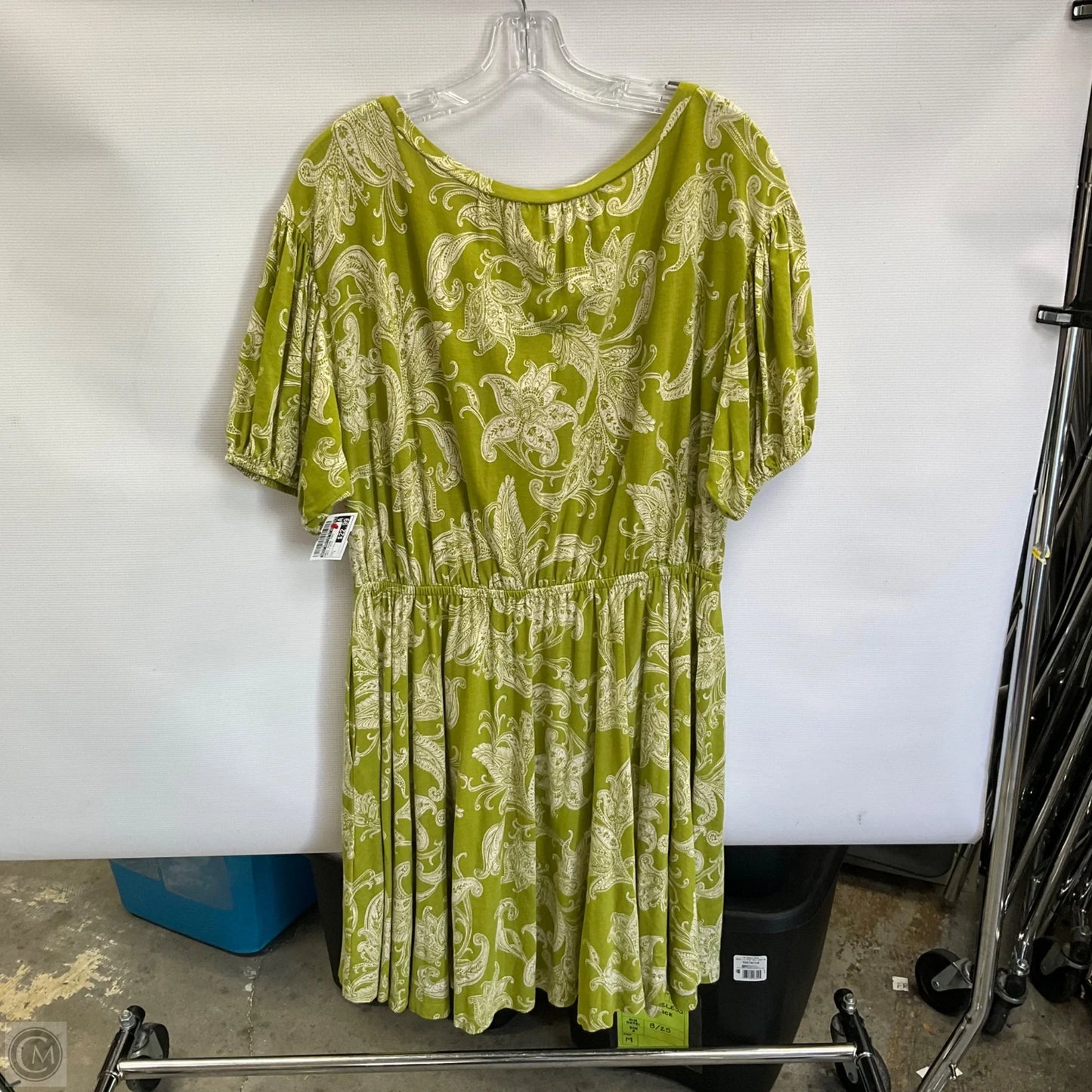 Dress Casual Midi By Daily Practice By Anthropologie In Green & White, Size: L