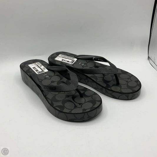 Sandals Designer By Coach In Black & Grey, Size: 9