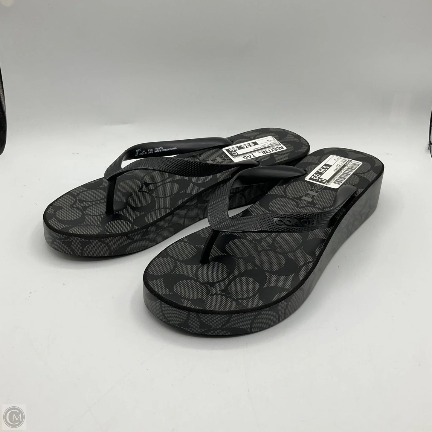 Sandals Designer By Coach In Black & Grey, Size: 9