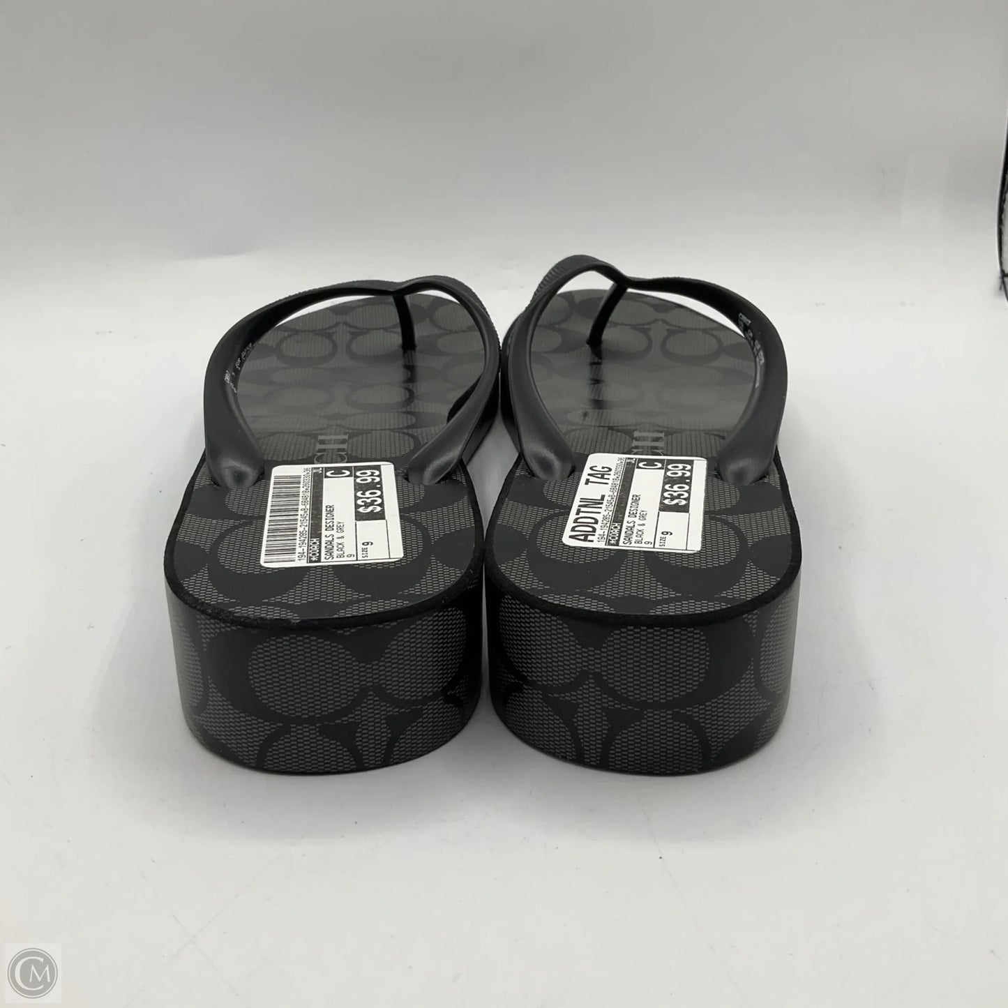 Sandals Designer By Coach In Black & Grey, Size: 9