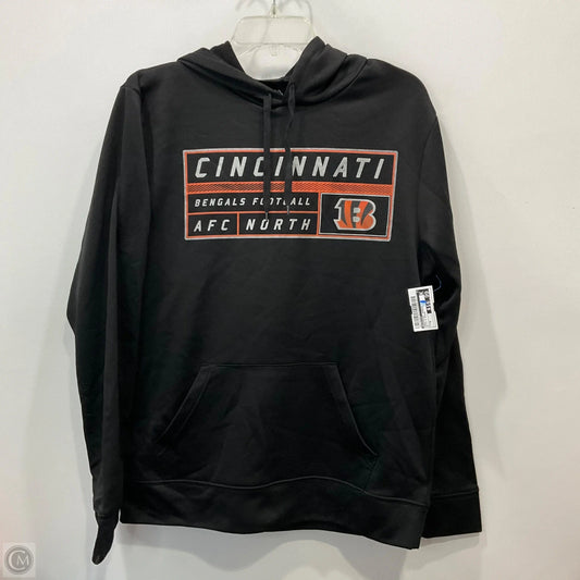Sweatshirt Hoodie By Majestic In Black & Orange, Size: M