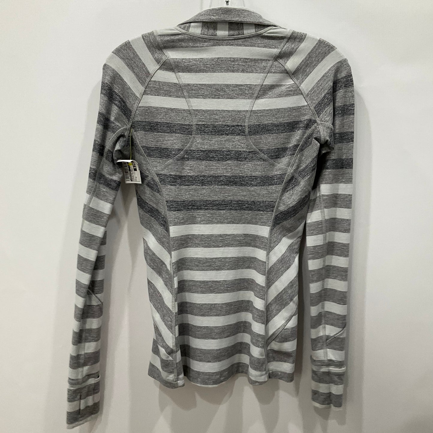 Athletic Top Long Sleeve Collar By Lululemon In Striped Pattern, Size: 4