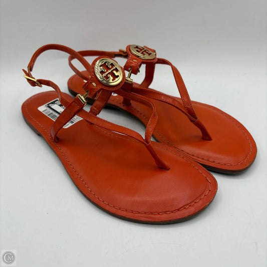 Sandals Designer By Tory Burch In Orange, Size: 9