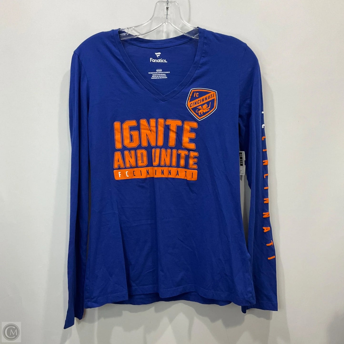 Top Long Sleeve By Fanatics In Blue & Orange, Size: M