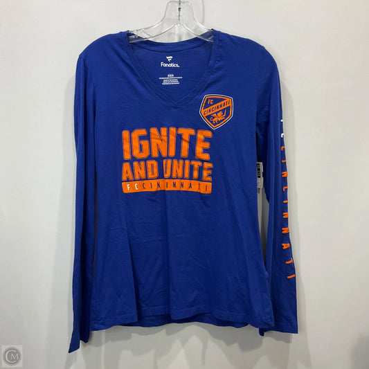 Top Long Sleeve By Fanatics In Blue & Orange, Size: M