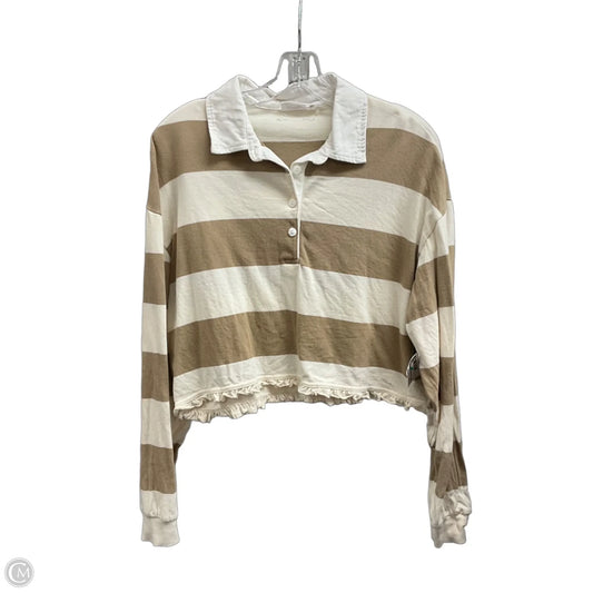 Top Long Sleeve By The Upside In Brown & Cream, Size: S