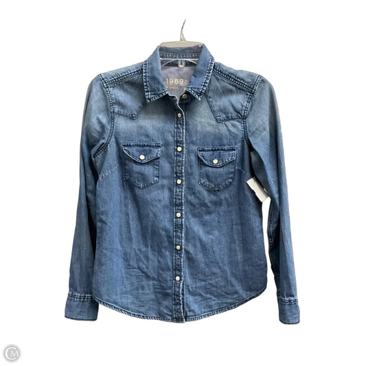 Top Long Sleeve By Gap In Blue Denim, Size: Xs