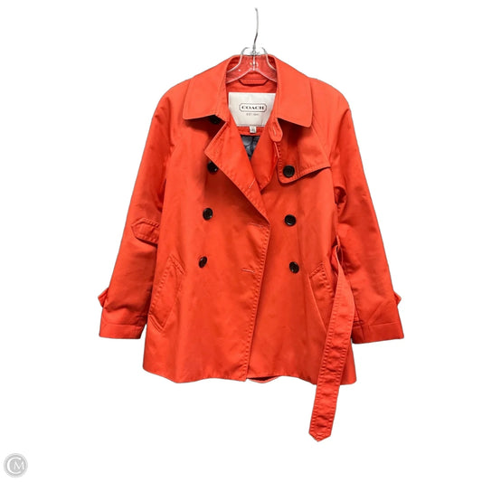 Coat Designer By Coach In Orange, Size: Xs