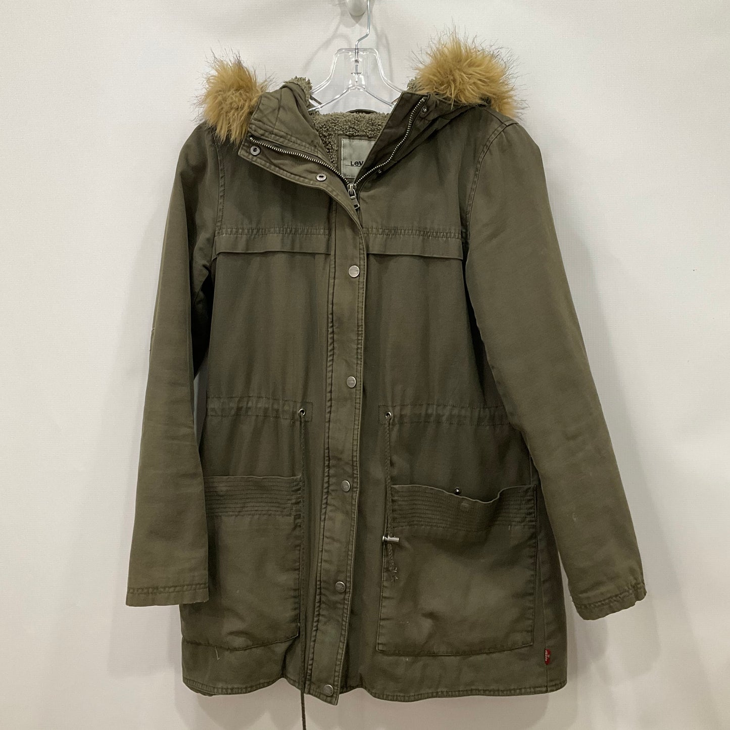 Coat Parka By Levis In Green, Size: S