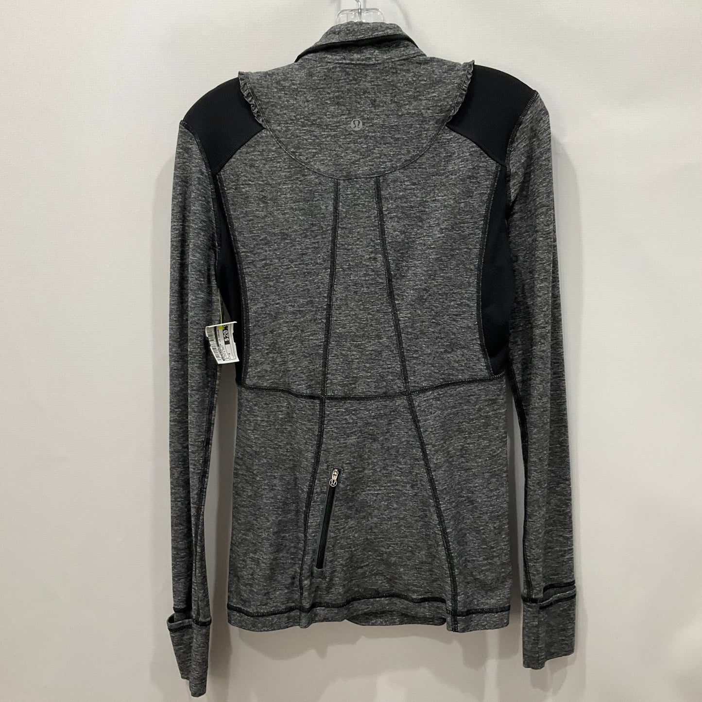 Athletic Top Long Sleeve Crewneck By Lululemon In Black & Grey, Size: 8